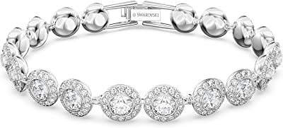 Swarovski Tennis Bracelet and Earring Jewelry Collection, Rhodium Finish, Clear Crystals