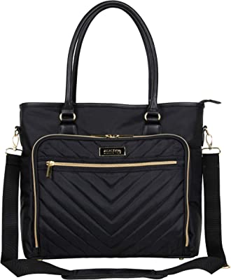 Kenneth Cole Reaction Chelsea Quilted Chevron 15″ Laptop & Tablet Business Tote With Removeable Shoulder Strap, Black